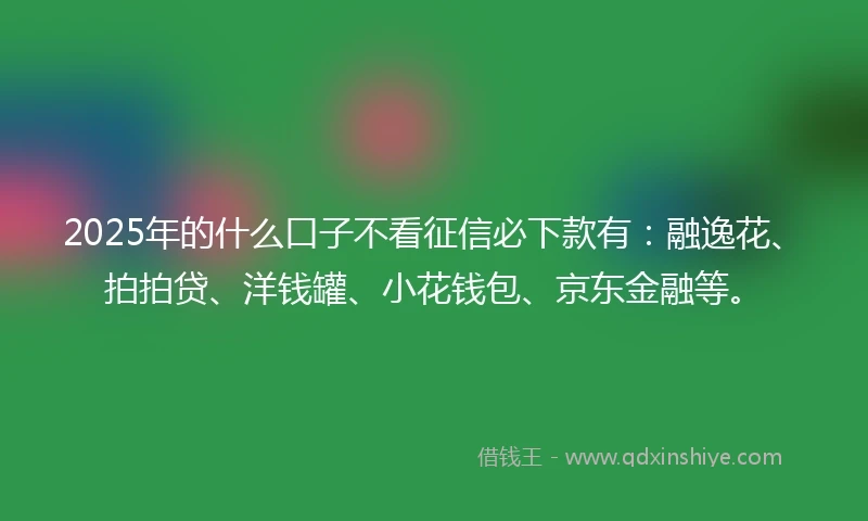 2025年的什么口子不看征信必下款有：融逸花、拍拍贷、洋钱罐、小花钱包、京东金融等。