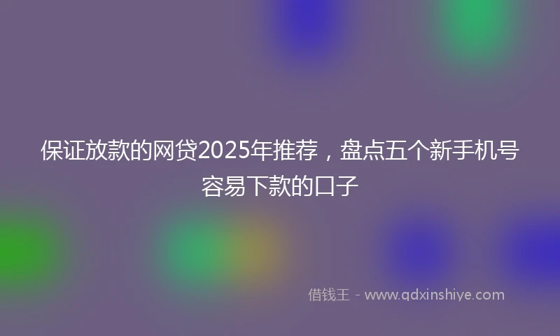 保证放款的网贷2025年推荐，盘点五个新手机号容易下款的口子