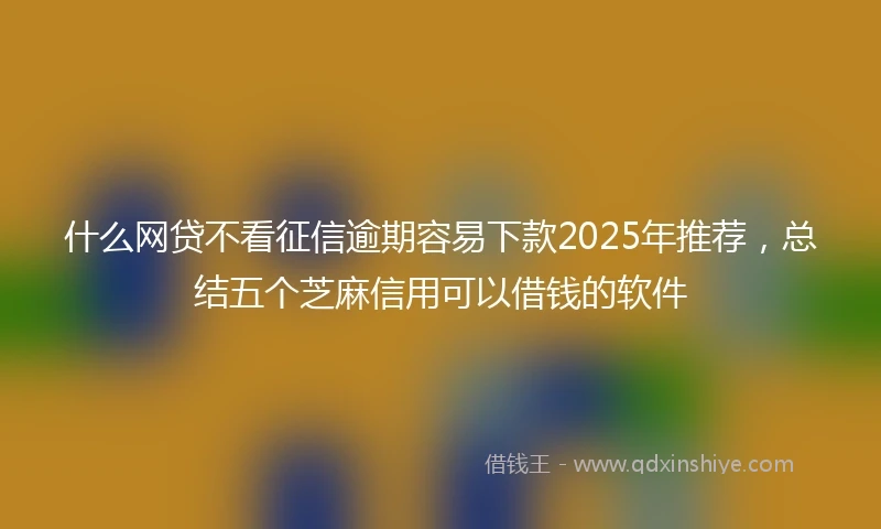 什么网贷不看征信逾期容易下款2025年推荐，总结五个芝麻信用可以借钱的软件