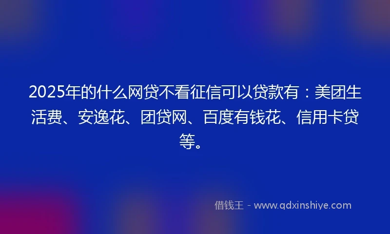 2025年的什么网贷不看征信可以贷款有：美团生活费、安逸花、团贷网、百度有钱花、信用卡贷等。