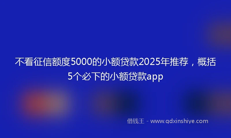 不看征信额度5000的小额贷款2025年推荐,概括5个必下的小额贷款app