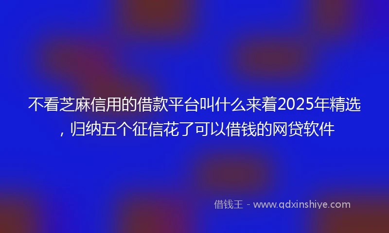 不看芝麻信用的借款平台叫什么来着2025年精选，归纳五个征信花了可以借钱的网贷软件