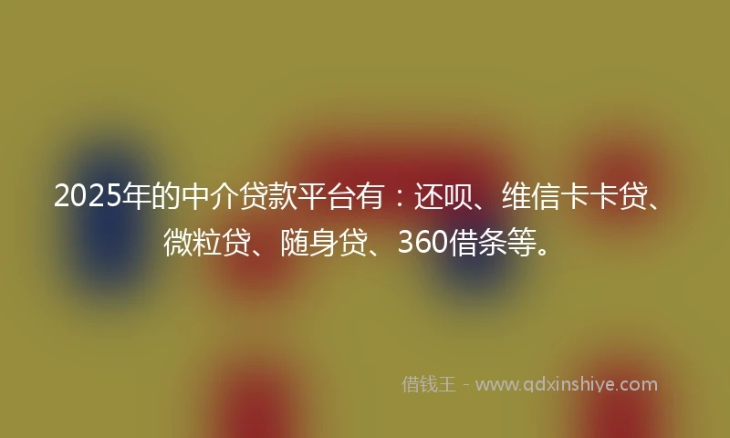 2025年的中介贷款平台有：还呗、维信卡卡贷、微粒贷、随身贷、360借条等。
