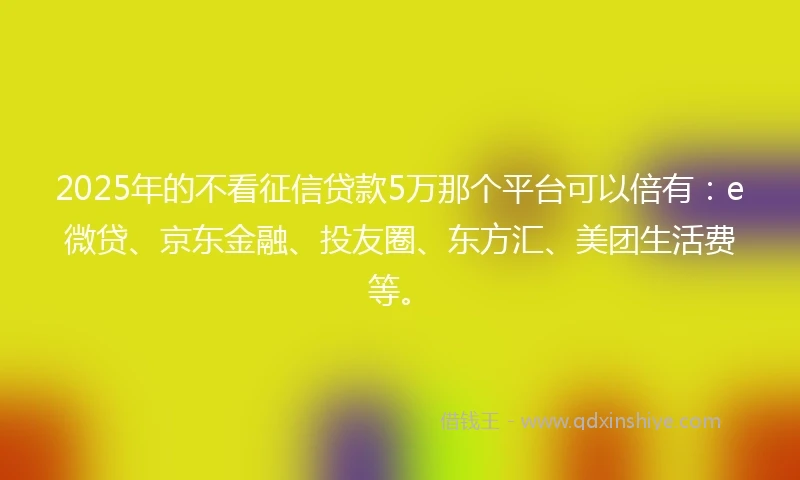 2025年的不看征信贷款5万那个平台可以倍有：e微贷、京东金融、投友圈、东方汇、美团生活费等。