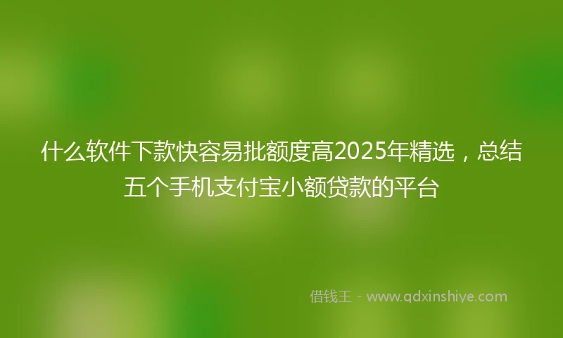 什么软件下款快容易批额度高2025年精选，总结五个手机支付宝小额贷款的平台
