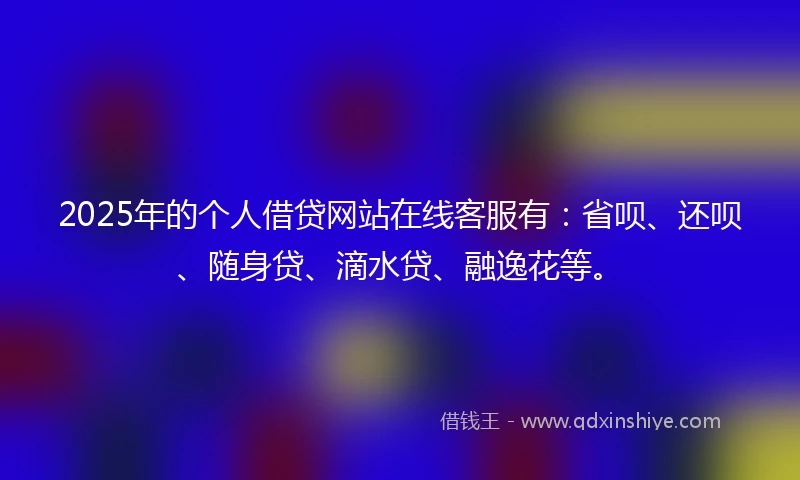 2025年的个人借贷网站在线客服有：省呗、还呗、随身贷、滴水贷、融逸花等。
