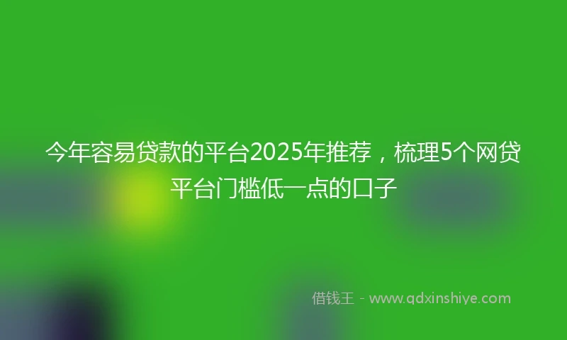 今年容易贷款的平台2025年推荐，梳理5个网贷平台门槛低一点的口子
