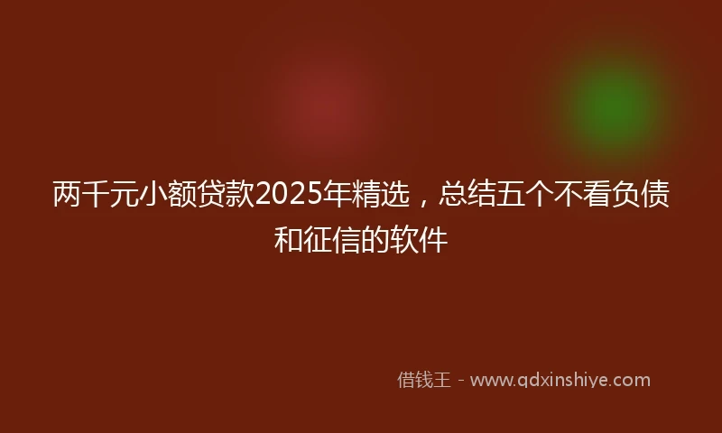 两千元小额贷款2025年精选，总结五个不看负债和征信的软件