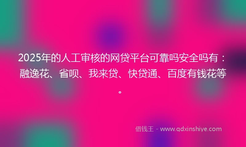 2025年的人工审核的网贷平台可靠吗安全吗有：融逸花、省呗、我来贷、快贷通、百度有钱花等。