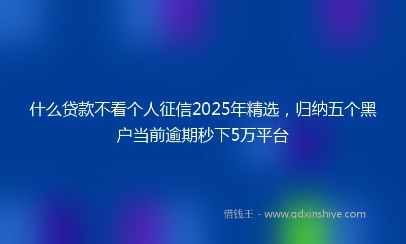 什么贷款不看个人征信2025年精选，归纳五个黑户当前逾期秒下5万平台