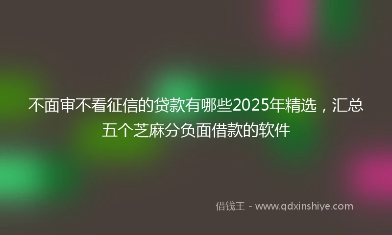 不面审不看征信的贷款有哪些2025年精选，汇总五个芝麻分负面借款的软件