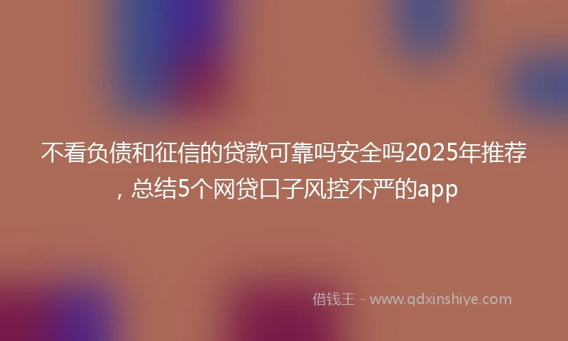 不看负债和征信的贷款可靠吗安全吗2025年推荐，总结5个网贷口子风控不严的app