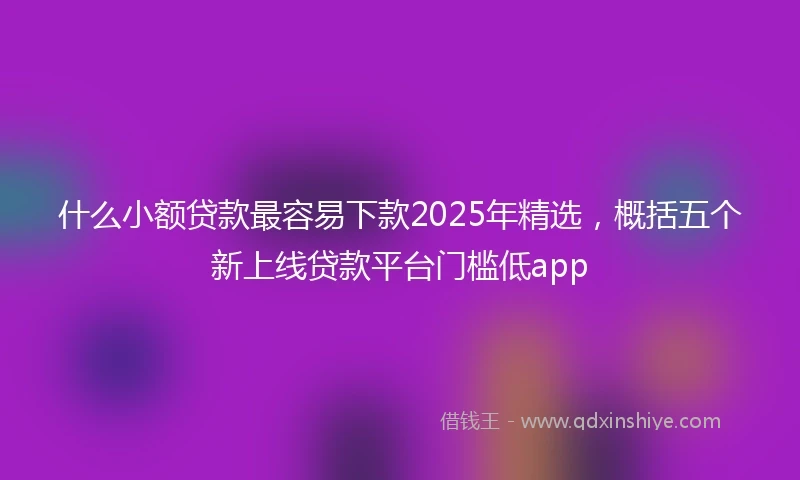 什么小额贷款最容易下款2025年精选，概括五个新上线贷款平台门槛低app