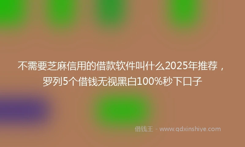 不需要芝麻信用的借款软件叫什么2025年推荐，罗列5个借钱无视黑白100%秒下口子