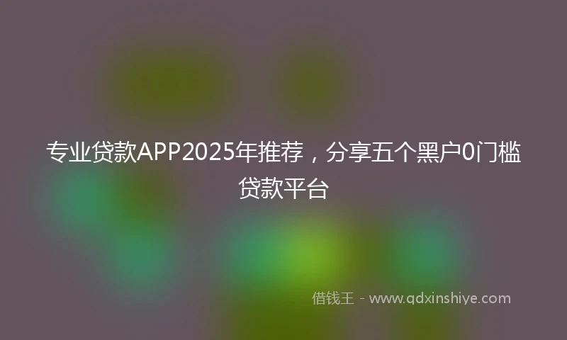 专业贷款APP2025年推荐，分享五个黑户0门槛贷款平台