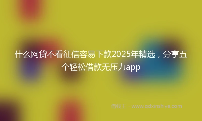 什么网贷不看征信容易下款2025年精选，分享五个轻松借款无压力app