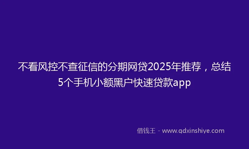 不看风控不查征信的分期网贷2025年推荐，总结5个手机小额黑户快速贷款app