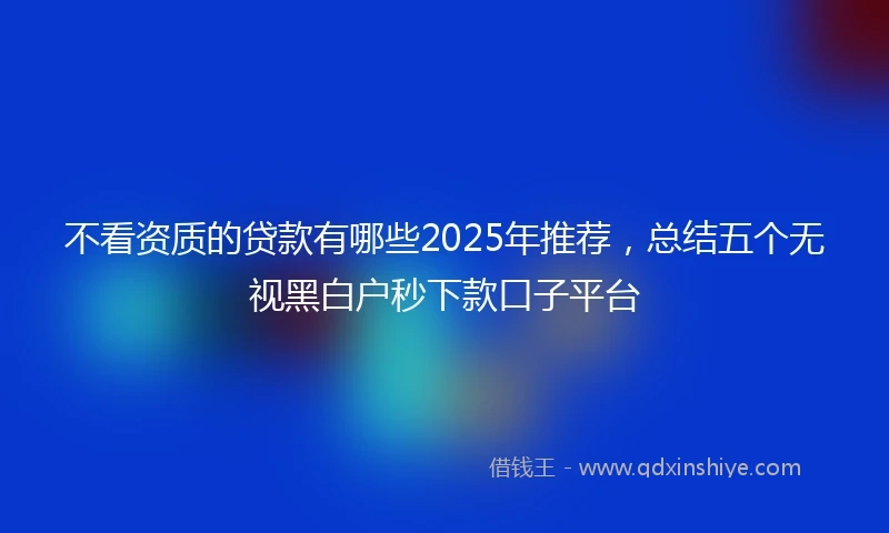 不看资质的贷款有哪些2025年推荐，总结五个无视黑白户秒下款口子平台