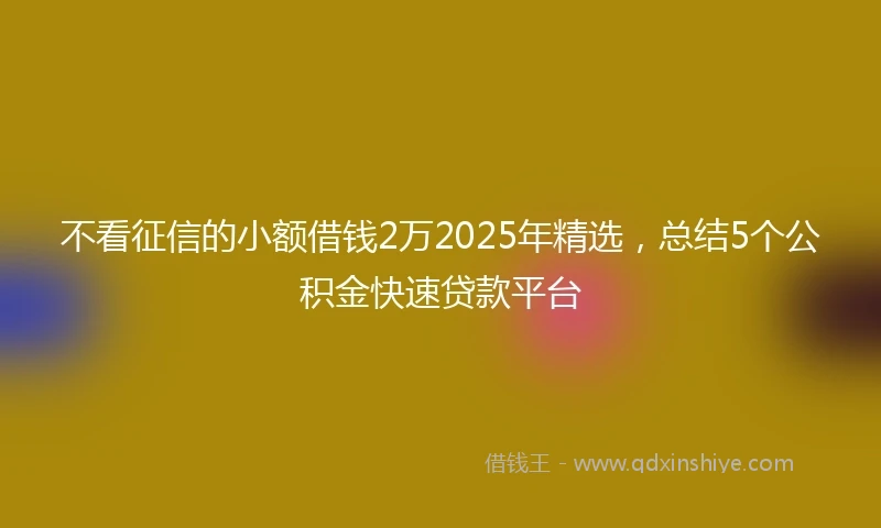 不看征信的小额借钱2万2025年精选，总结5个公积金快速贷款平台