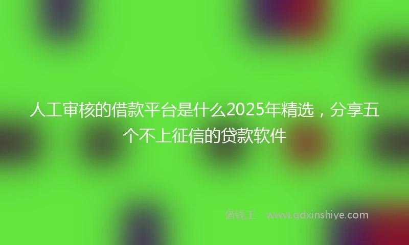 人工审核的借款平台是什么2025年精选，分享五个不上征信的贷款软件