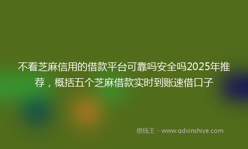 不看芝麻信用的借款平台可靠吗安全吗2025年推荐，概括五个芝麻借款实时到账速借口子