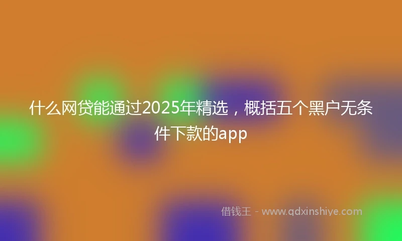 什么网贷能通过2025年精选，概括五个黑户无条件下款的app