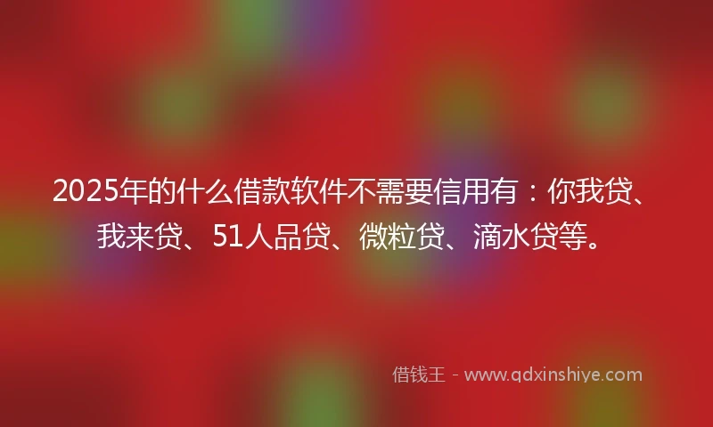 2025年的什么借款软件不需要信用有：你我贷、我来贷、51人品贷、微粒贷、滴水贷等。