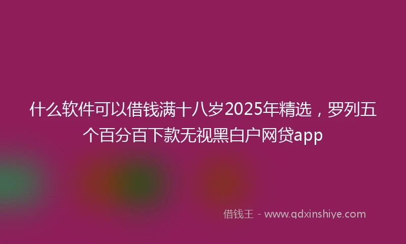 什么软件可以借钱满十八岁2025年精选，罗列五个百分百下款无视黑白户网贷app