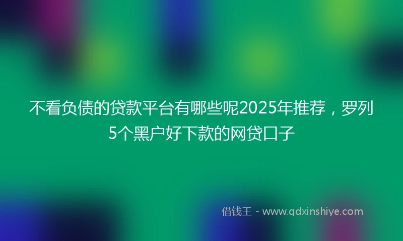 不看负债的贷款平台有哪些呢2025年推荐，罗列5个黑户好下款的网贷口子