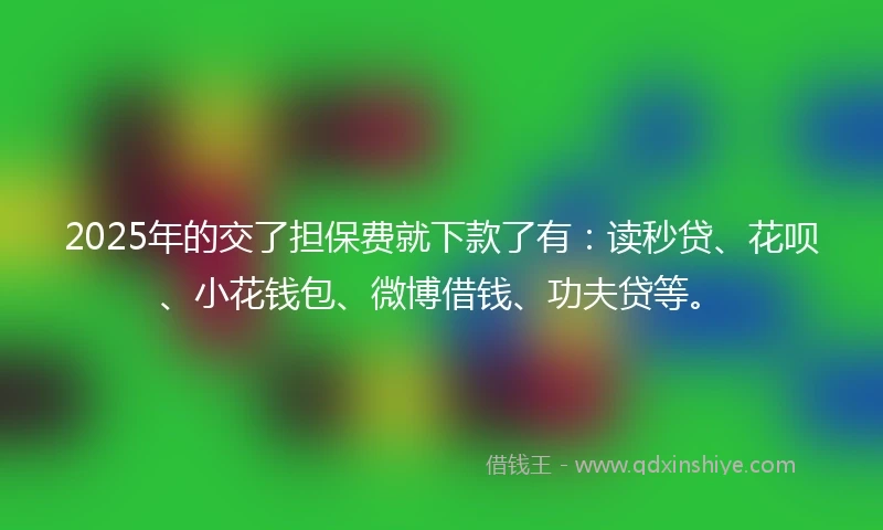2025年的交了担保费就下款了有：读秒贷、花呗、小花钱包、微博借钱、功夫贷等。