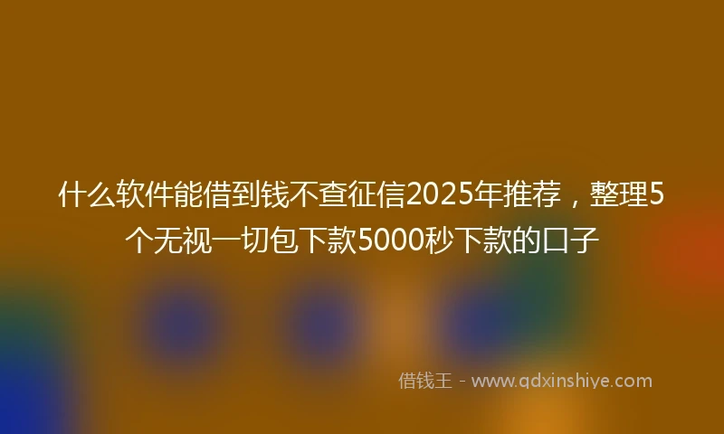 什么软件能借到钱不查征信2025年推荐，整理5个无视一切包下款5000秒下款的口子