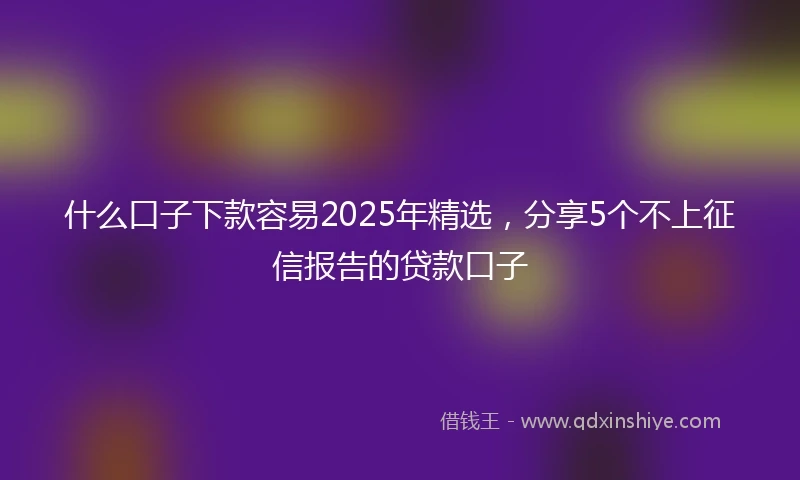 什么口子下款容易2025年精选，分享5个不上征信报告的贷款口子