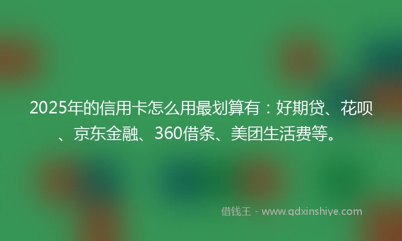 2025年的信用卡怎么用最划算有：好期贷、花呗、京东金融、360借条、美团生活费等。
