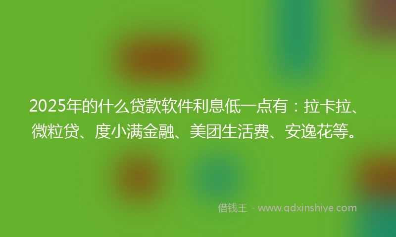 2025年的什么贷款软件利息低一点有：拉卡拉、微粒贷、度小满金融、美团生活费、安逸花等。
