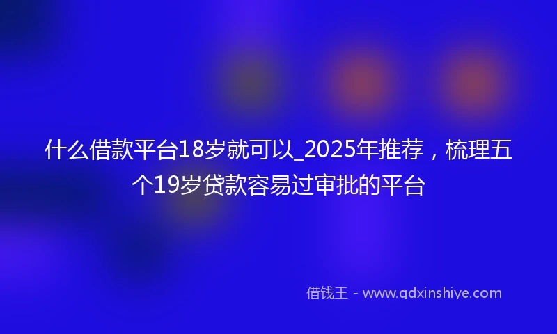 什么借款平台18岁就可以_2025年推荐，梳理五个19岁贷款容易过审批的平台