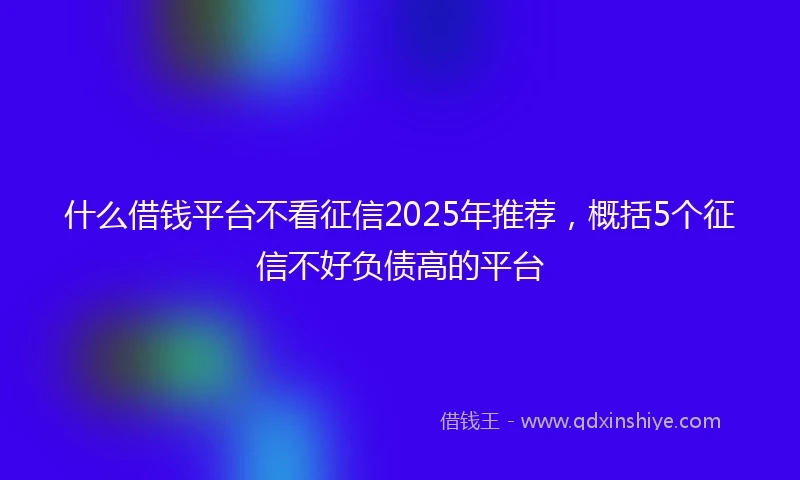 什么借钱平台不看征信2025年推荐，概括5个征信不好负债高的平台