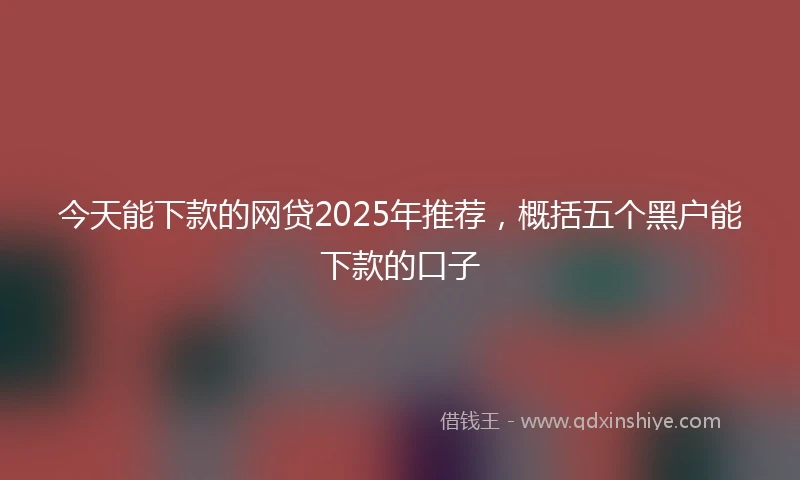今天能下款的网贷2025年推荐，概括五个黑户能下款的口子