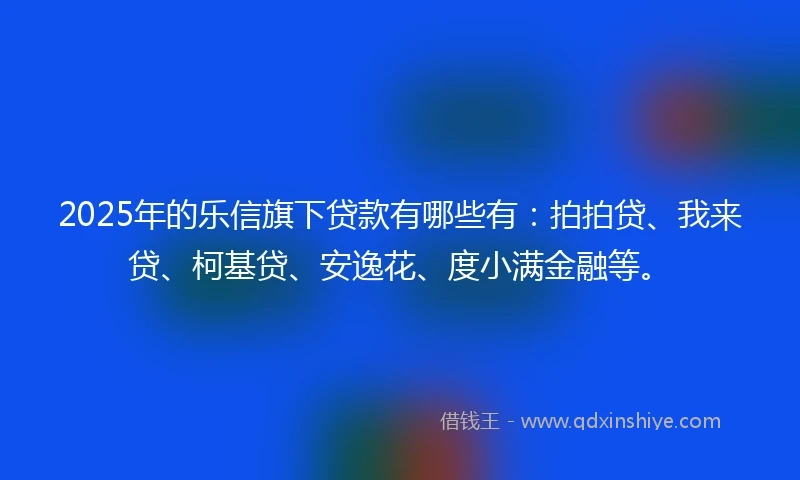 2025年的乐信旗下贷款有哪些有：拍拍贷、我来贷、柯基贷、安逸花、度小满金融等。