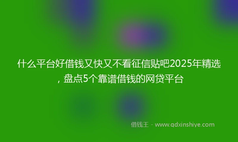 什么平台好借钱又快又不看征信贴吧2025年精选，盘点5个靠谱借钱的网贷平台