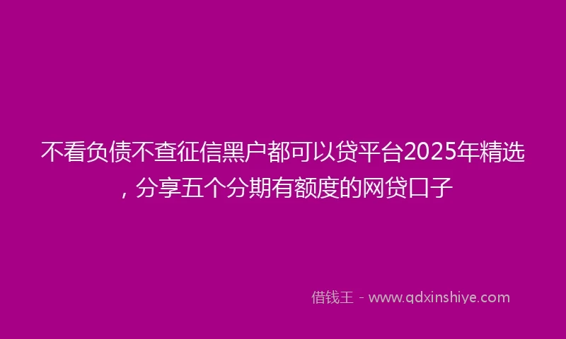 不看负债不查征信黑户都可以贷平台2025年精选，分享五个分期有额度的网贷口子