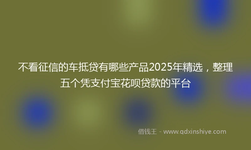 不看征信的车抵贷有哪些产品2025年精选，整理五个凭支付宝花呗贷款的平台