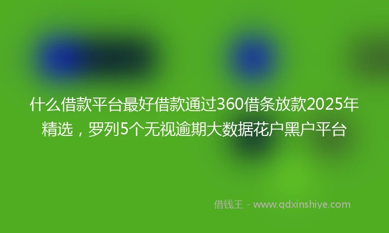 什么借款平台最好借款通过360借条放款2025年精选，罗列5个无视逾期大数据花户黑户平台