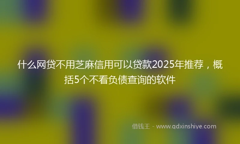 什么网贷不用芝麻信用可以贷款2025年推荐，概括5个不看负债查询的软件
