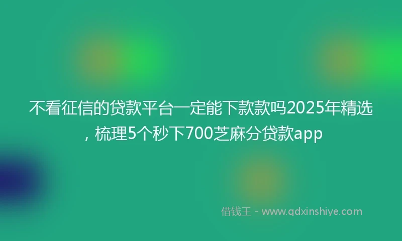 不看征信的贷款平台一定能下款款吗2025年精选，梳理5个秒下700芝麻分贷款app
