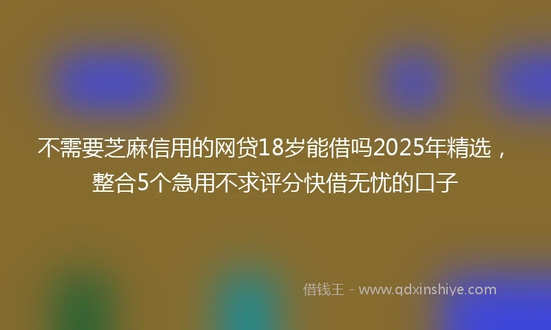 不需要芝麻信用的网贷18岁能借吗2025年精选，整合5个急用不求评分快借无忧的口子