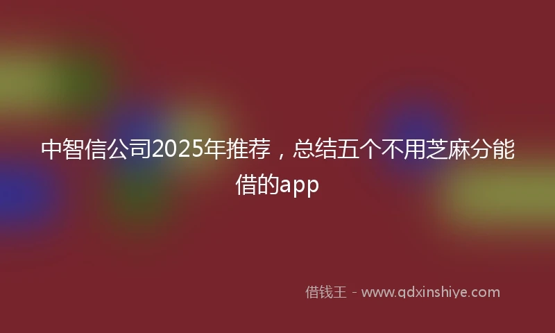 中智信公司2025年推荐，总结五个不用芝麻分能借的app