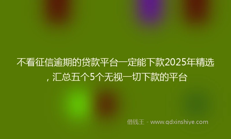 不看征信逾期的贷款平台一定能下款2025年精选，汇总五个5个无视一切下款的平台