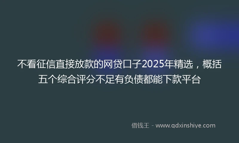 不看征信直接放款的网贷口子2025年精选，概括五个综合评分不足有负债都能下款平台