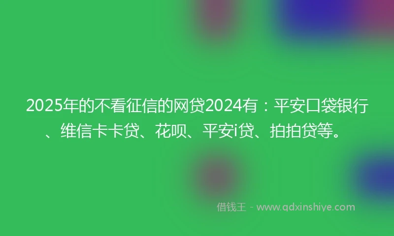 2025年的不看征信的网贷2024有：平安口袋银行、维信卡卡贷、花呗、平安i贷、拍拍贷等。