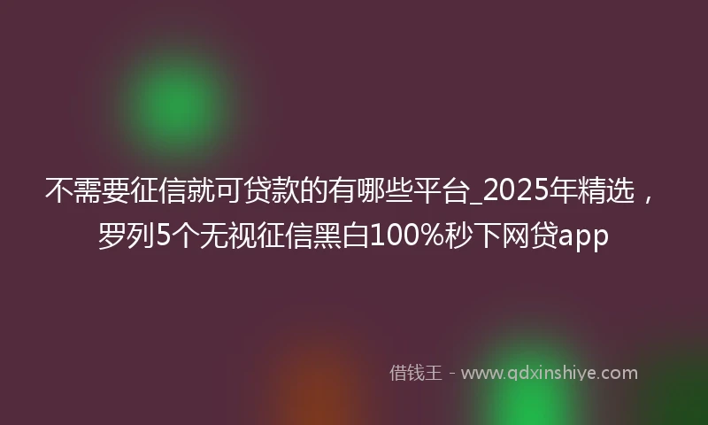 不需要征信就可贷款的有哪些平台_2025年精选，罗列5个无视征信黑白100%秒下网贷app